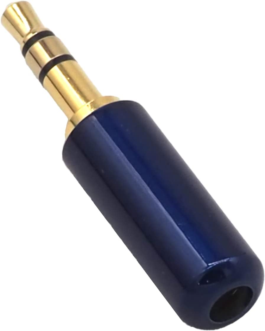 3.5mm 3極 ステレオミニプラグ 金メッキ ハウジングブルー 箱なし