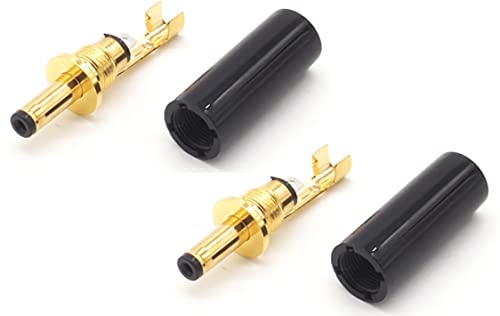 DC プラグ 外径 3.5mm 内径 1.3mm ケーブル穴径 4mm 自作コネクタ オス 点セット 自作部品 DCプラグ 金メッキ ブラック 2点セット