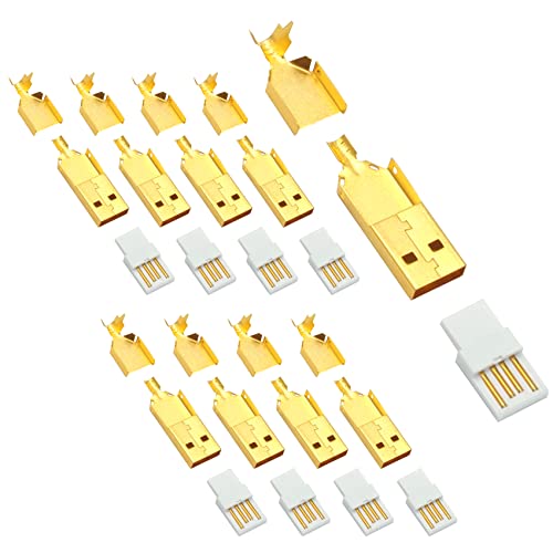 USB Type-A 自作コネクタ オス 金メッキ 9点セット 自作部品 USB2.0 USB-A オス 金メッキ
