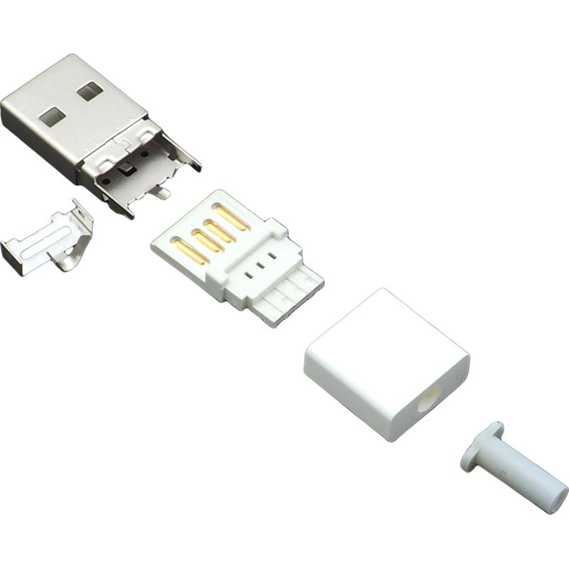 USB Type-A 自作コネクタ オス 4点セット 自作部品 USB2.0 USB-A オス ケース ホワイト