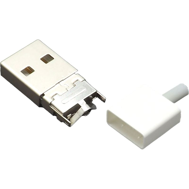 USB Type-A 自作コネクタ オス 4点セット 自作部品 USB2.0 USB-A オス ケース ホワイト
