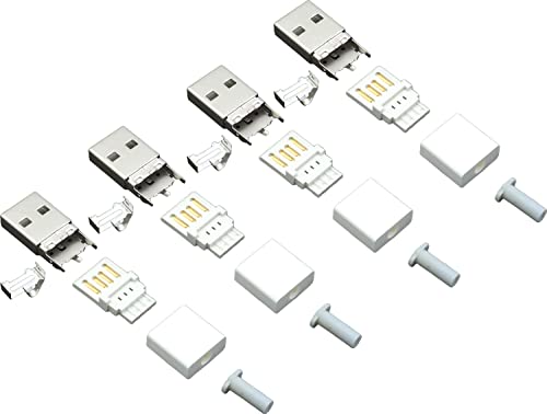 USB Type-A 自作コネクタ オス 4点セット 自作部品 USB2.0 USB-A オス ケース ホワイト