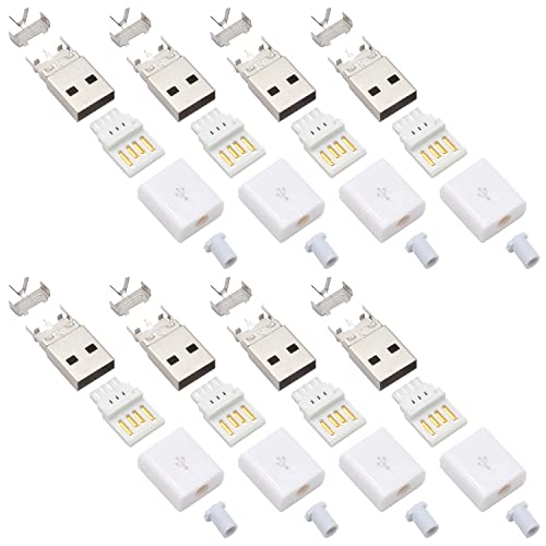 USB Type-A 自作コネクタ オス 8点セット 自作部品 USB2.0 USB-A オス ケース ホワイト