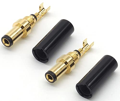 DC プラグ 外径 5.5mm 内径 2.5mm ケーブル穴径 4mm 自作コネクタ オス 自作部品 DCプラグ 金メッキ ブラック 2点セット