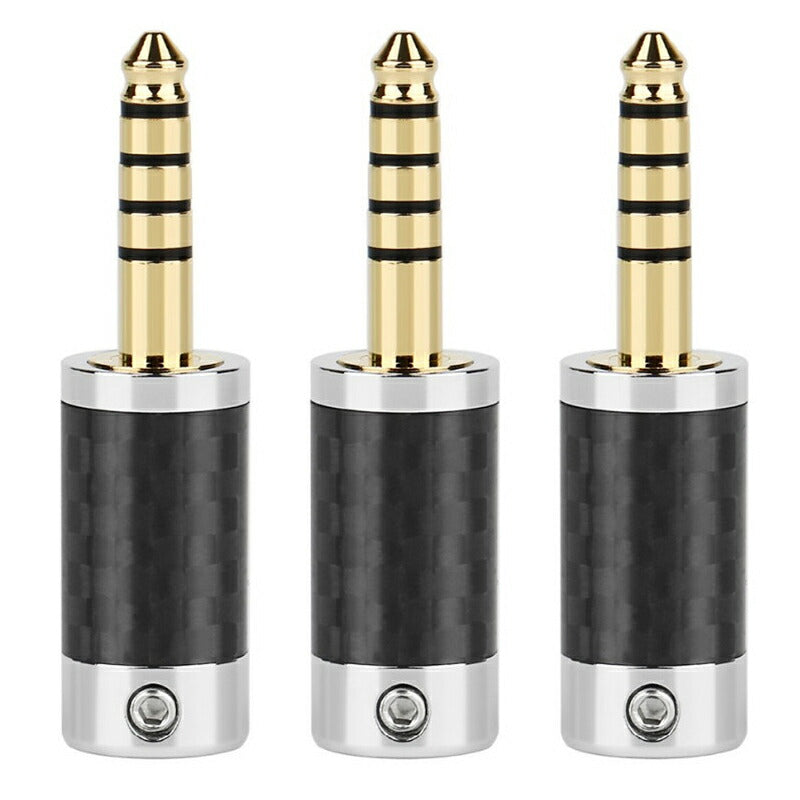 4.4mm 5極 プラグ メタルハウジング カーボン調仕様 イモねじ固定式