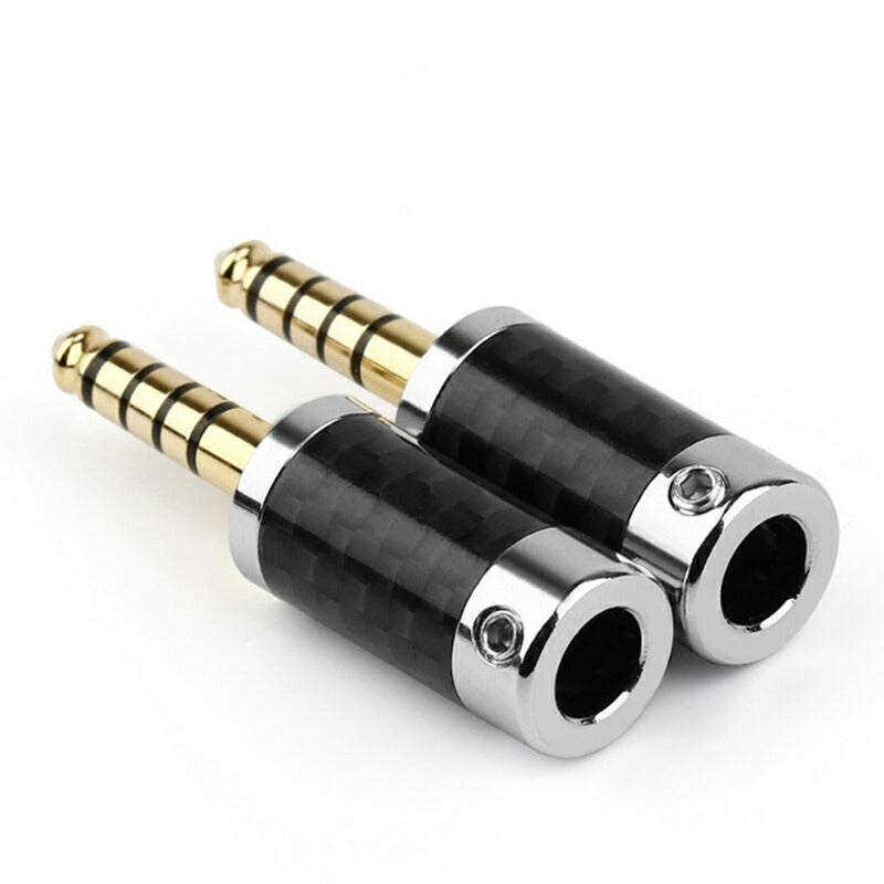 4.4mm 5極 プラグ メタルハウジング カーボン調仕様 イモねじ固定式