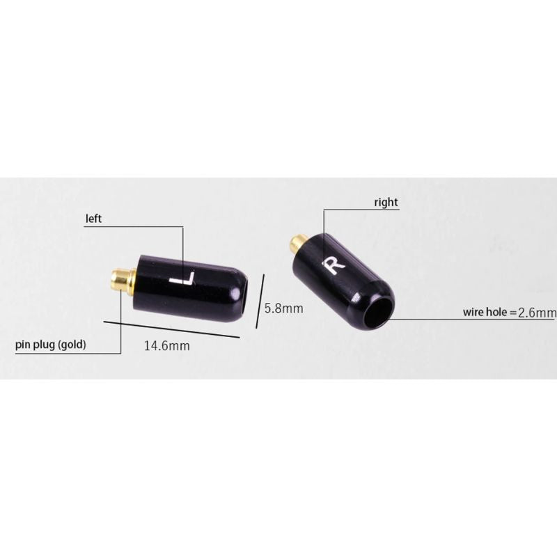 MMCX リケーブル加工用端子セット LRペア 金メッキ ハウジングブラック IRA-2-Black